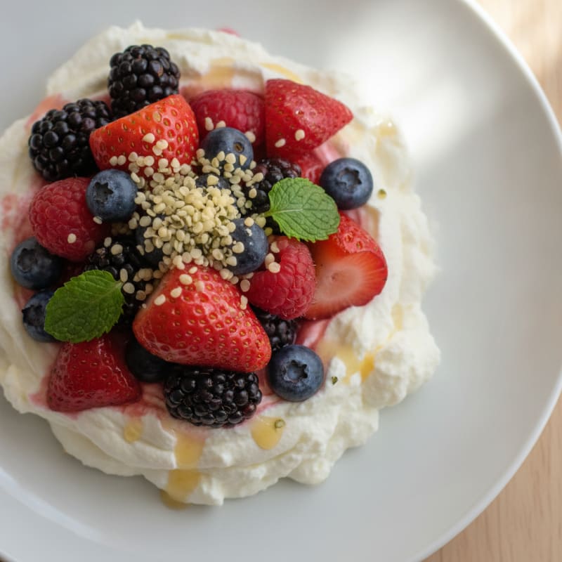 Silky Greek Yogurt Protein Mousse with Mixed Berries