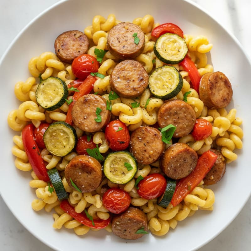 Chicken Sausage Pasta with Roasted Vegetables