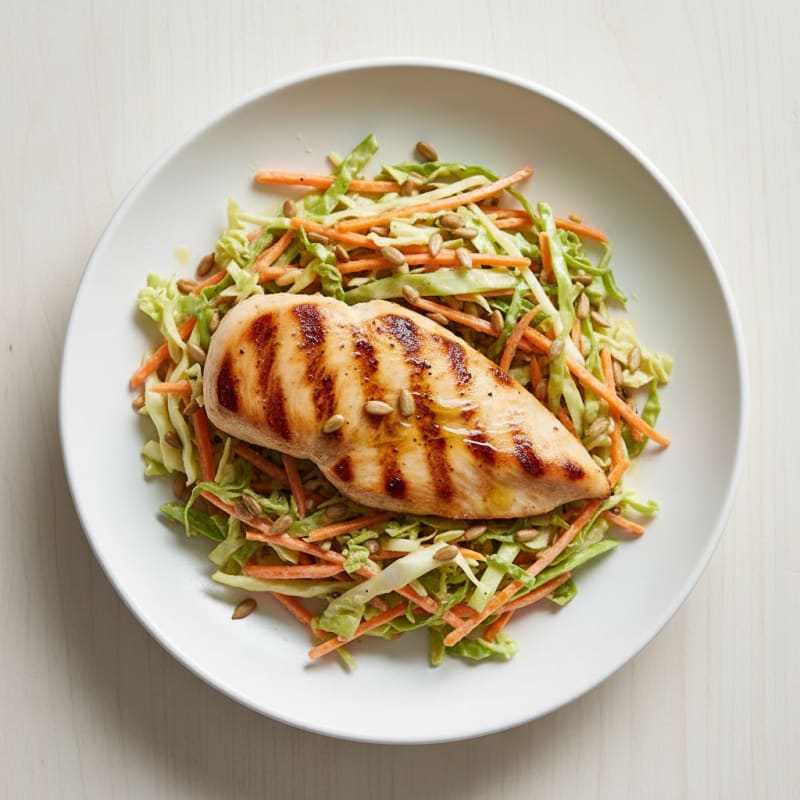 Grilled Chicken Breast with Crunchy Cabbage Slaw