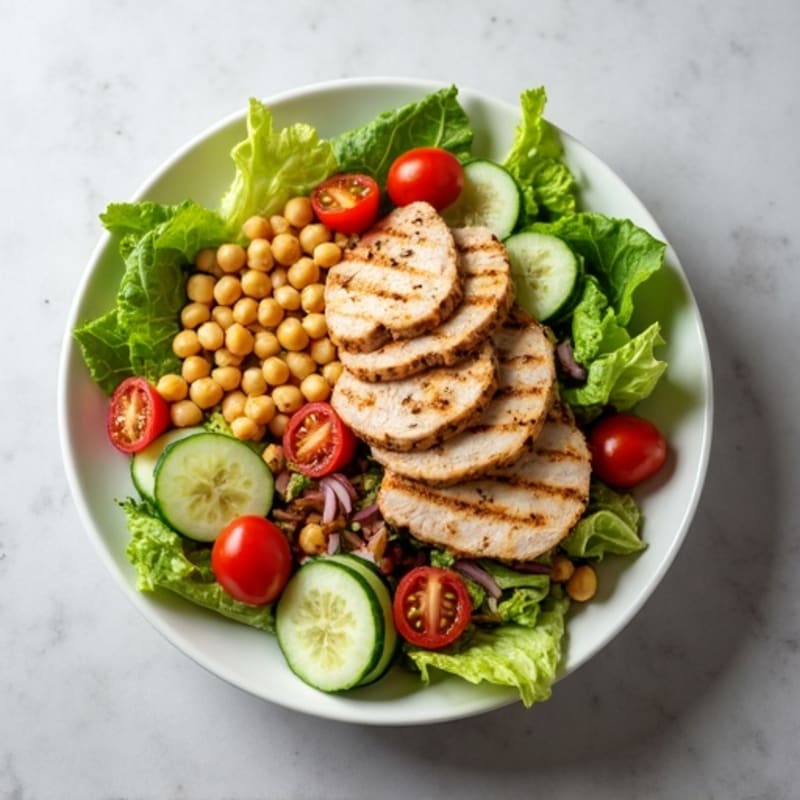 Grilled Turkey Breast Salad with Crisp Romaine and Chickpeas