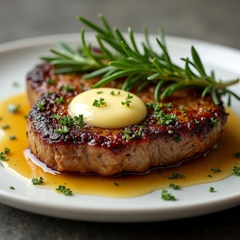 Herb-Crusted Pan Seared Steak with Garlic Butter