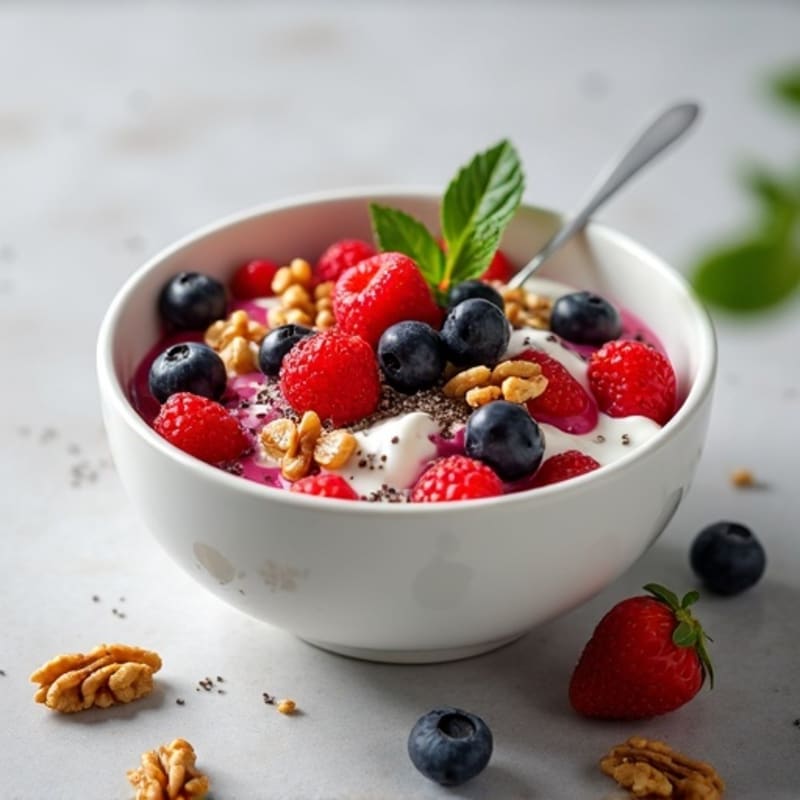Silky Greek Yogurt Bowl with Protein Powder and Fresh Berries