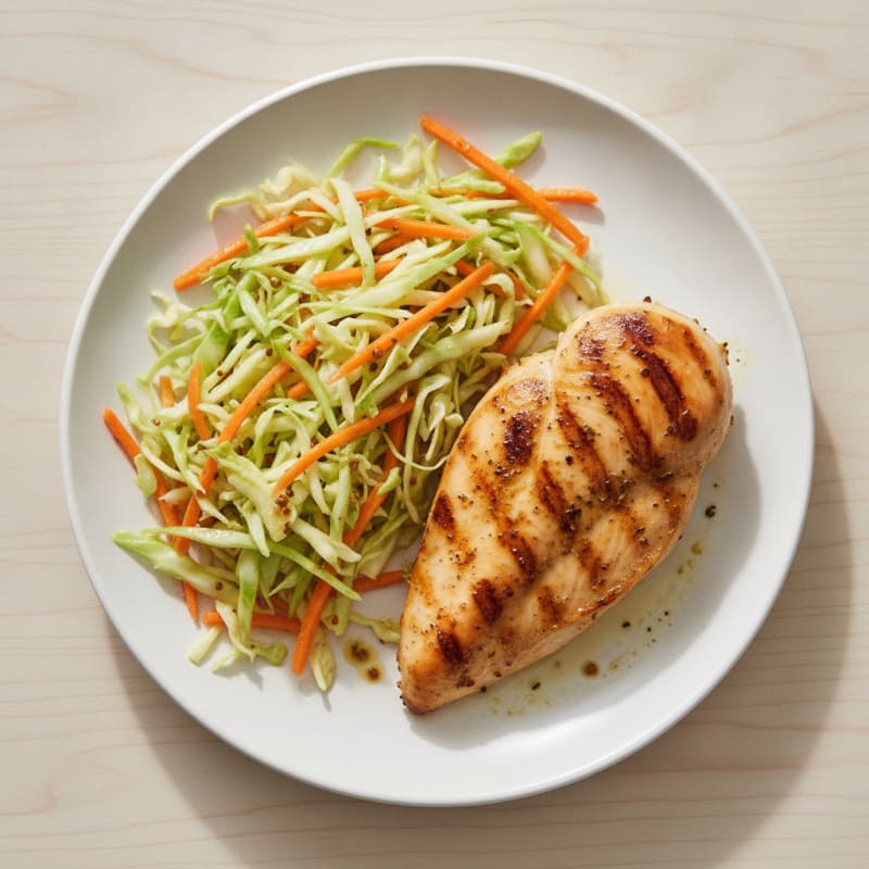 Grilled Chicken Breast with Crunchy Cabbage Slaw