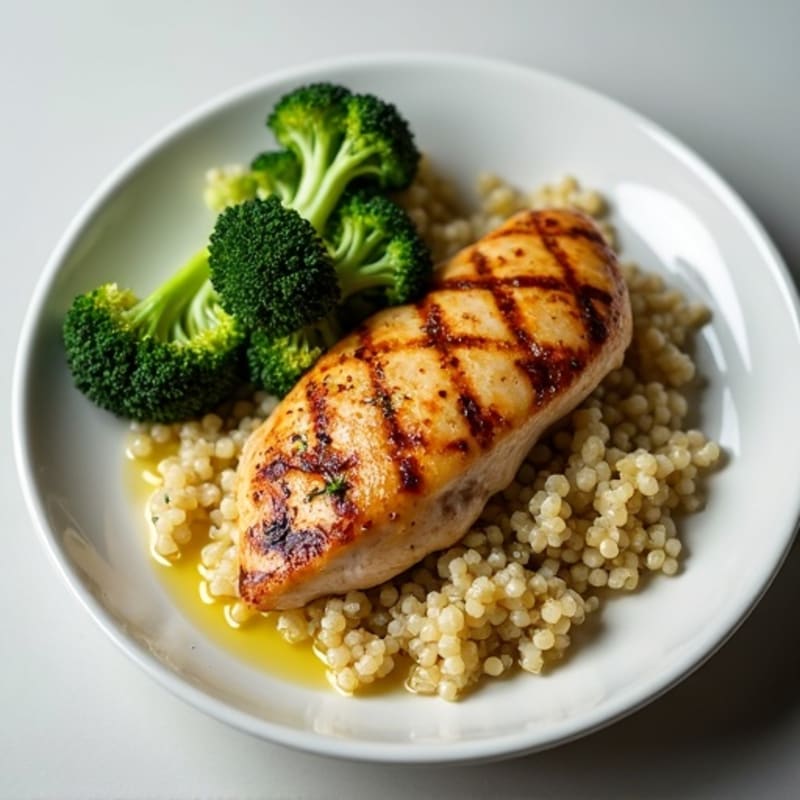 Grilled Chicken Breast with Quinoa and Steamed Broccoli