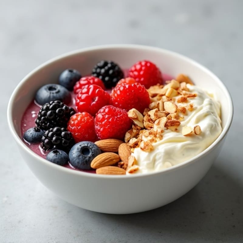Cottage Cheese and Berry Protein Bowl with Almonds