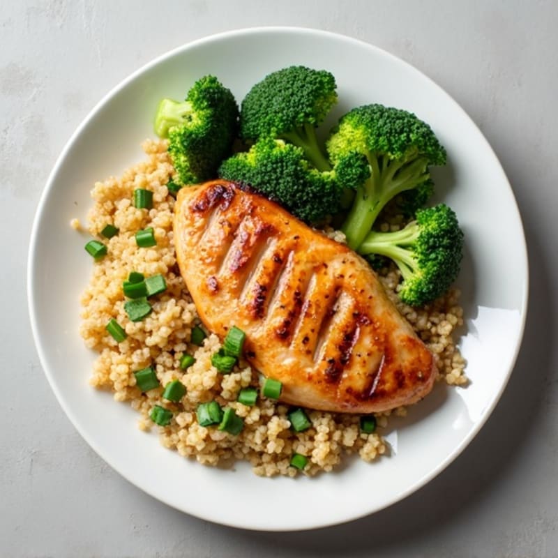 Grilled Chicken Breast with Roasted Broccoli and Quinoa