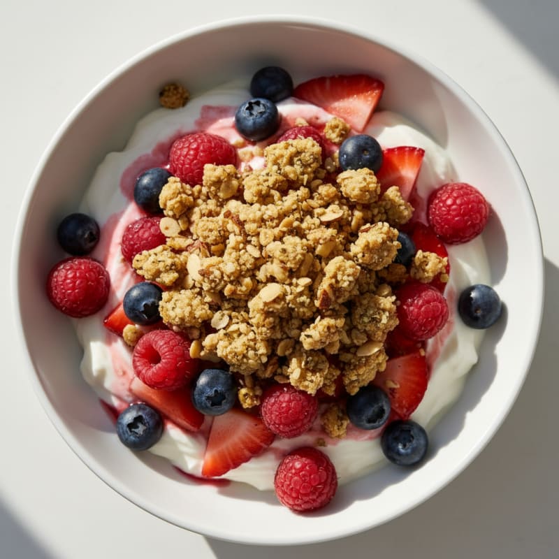 Creamy Greek Yogurt Parfait with Mixed Berries and Protein Crunch