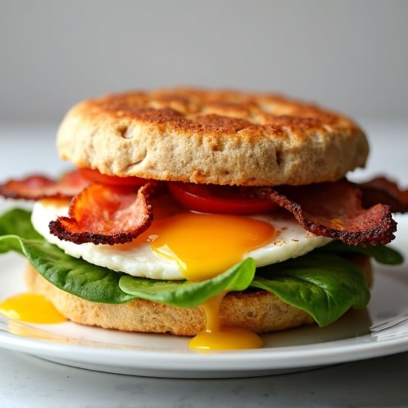 Crispy Turkey Bacon and Egg White Breakfast Sandwich