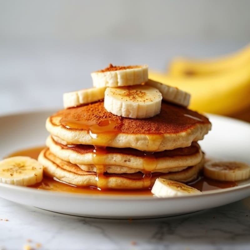 Fluffy Banana Protein Pancakes with Warm Spiced Bananas