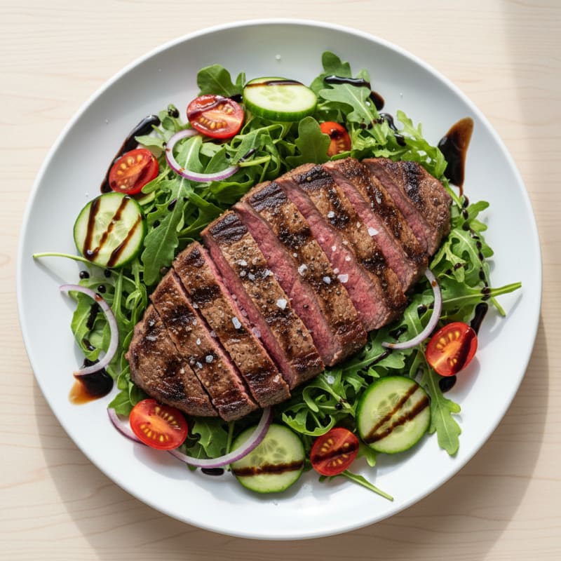 Grilled Steak with Balsamic Glaze Salad