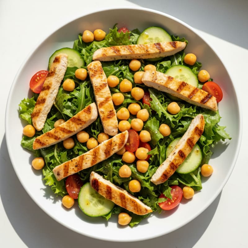 Grilled Chicken Salad with Chickpeas and Lemon Vinaigrette