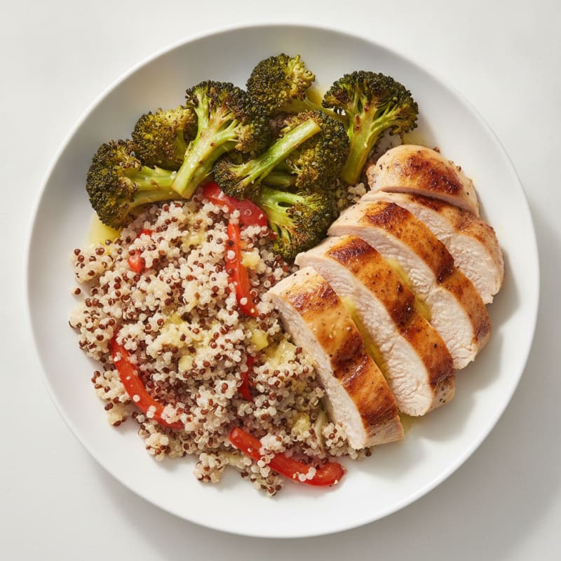 Seared Turkey Breast with Roasted Broccoli and Quinoa