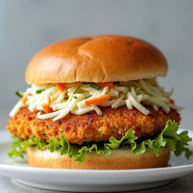 Crispy Air-Fried Chicken Sandwich with Creamy Slaw