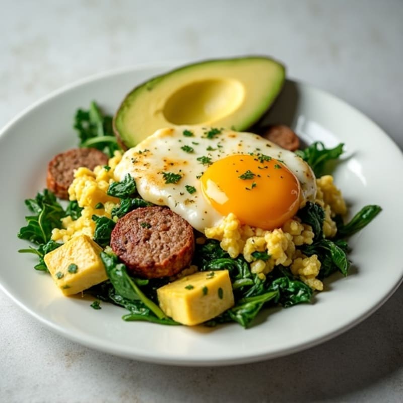 Egg White and Turkey Sausage Scramble with Spinach