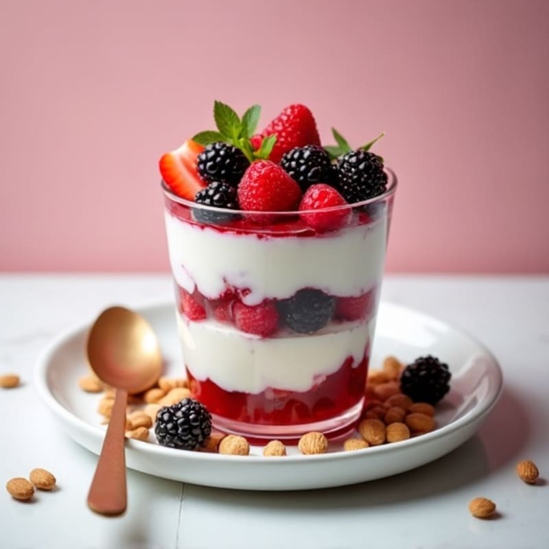 High-Protein Greek Yogurt Parfait with Mixed Berries and Almonds