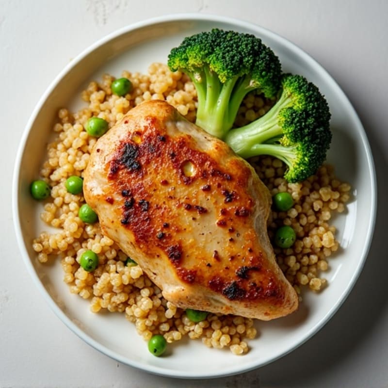 Grilled Chicken Breast with Roasted Broccoli and Quinoa