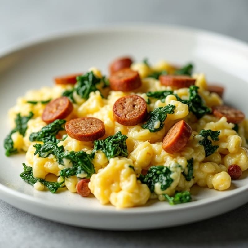 Egg White Scramble with Spinach and Turkey Sausage