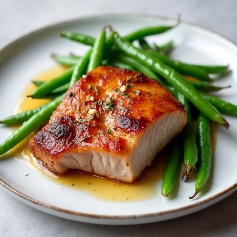 Crispy Roasted Duck with Garlicky Green Beans