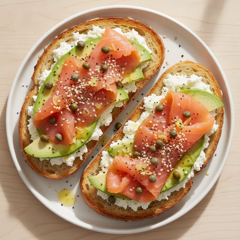 Smoked Salmon Sourdough Toast with Cottage Cheese