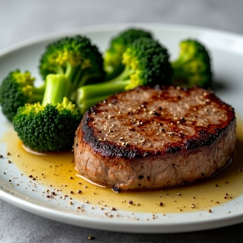 Pan-Seared Steak with Roasted Broccoli