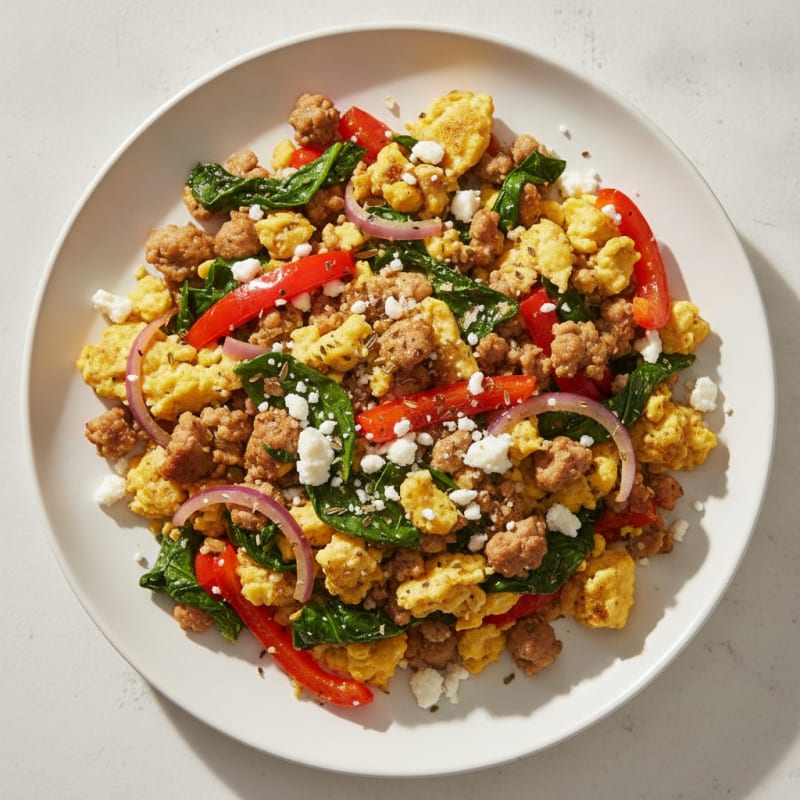 Mediterranean High-Protein Garden Scramble