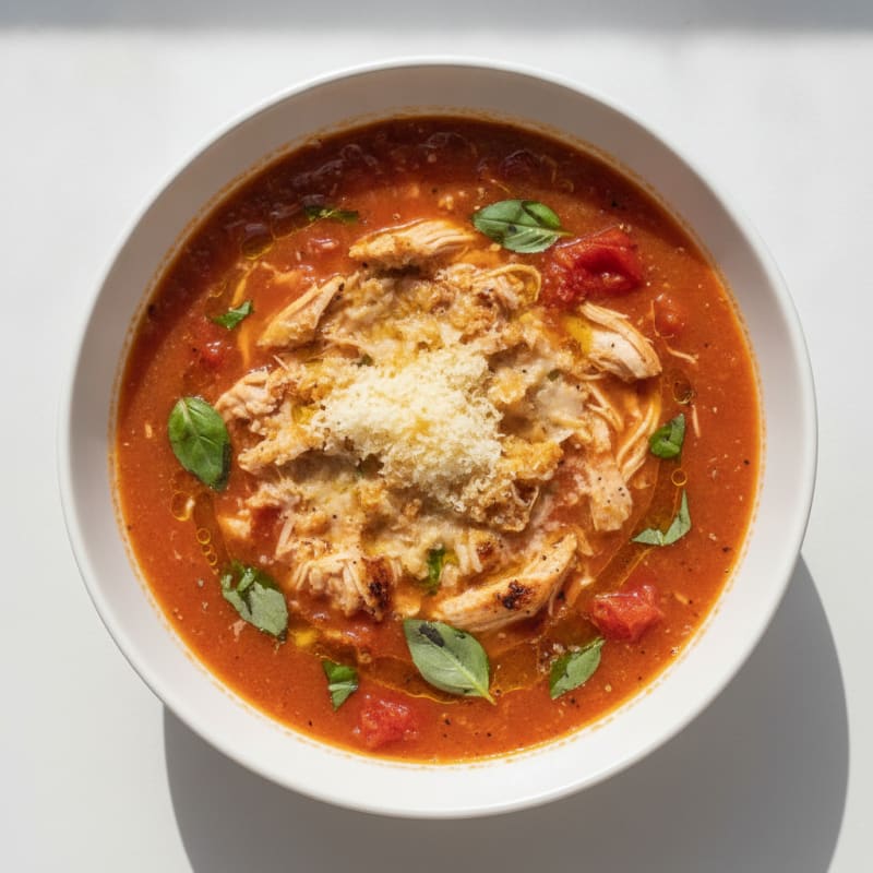 Roasted Tomato Basil Soup with Parmesan