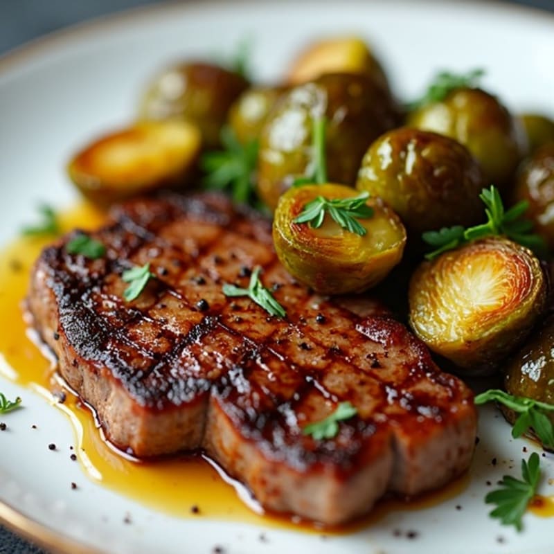 Pan-Seared Steak with Crispy Brussels Sprouts