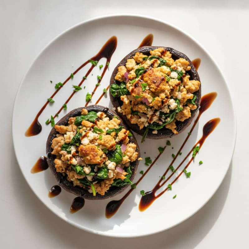 Herb-Stuffed Portobello Mushrooms with Balsamic Glaze