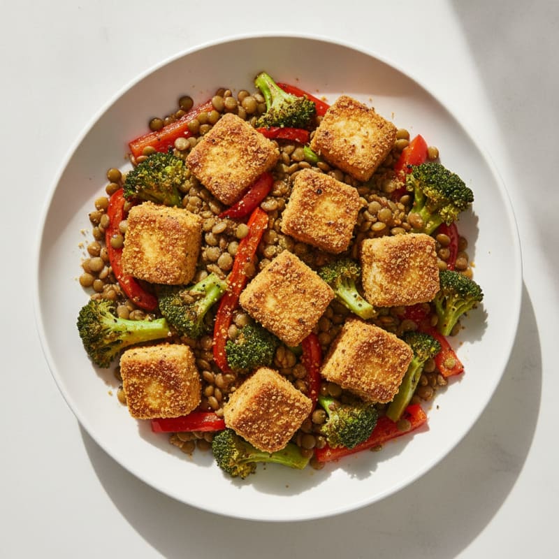 Pan-Seared Tofu with Roasted Vegetables