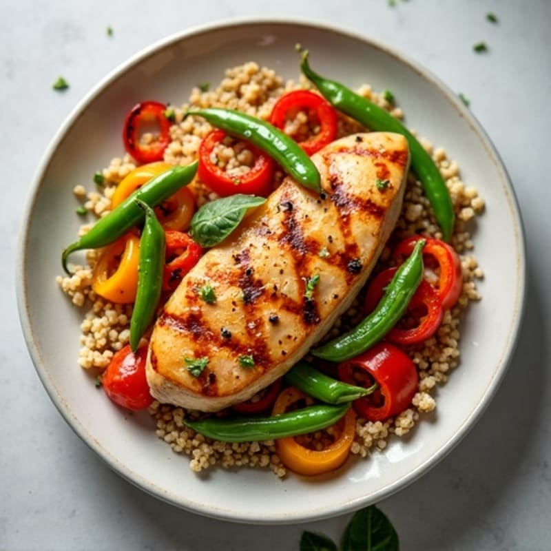 Grilled Chicken Stir Fry with Bell Peppers and Snap Peas