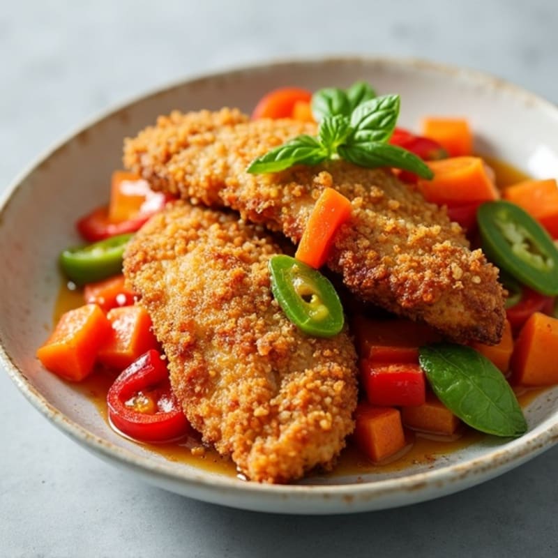 Crispy Sweet-Sour Chicken with Garden Vegetables