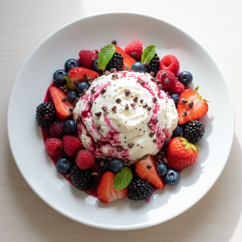 Creamy Greek Yogurt Protein Mousse with Mixed Berries