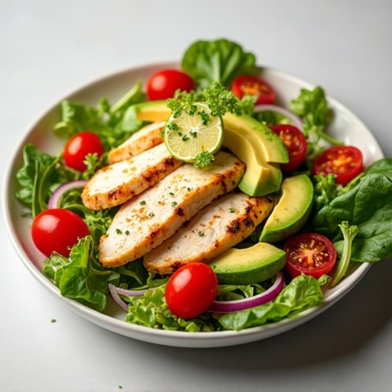 Grilled Chicken and Crisp Avocado Salad with Zesty Lime Vinaigrette