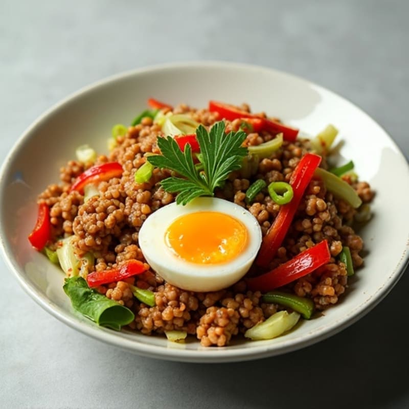 Crispy Ground Pork and Cabbage Stir-Fry Bowl
