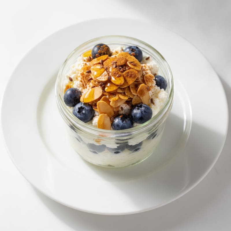 Cottage Cheese Berry Parfait with Almond Crunch