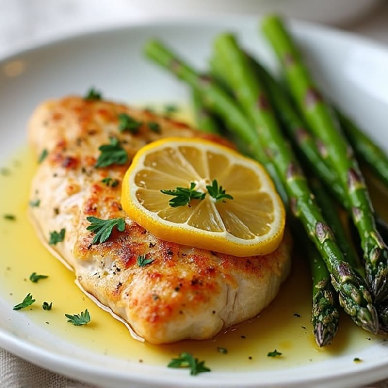 Lemon Herb Pan-Seared Chicken with Roasted Asparagus