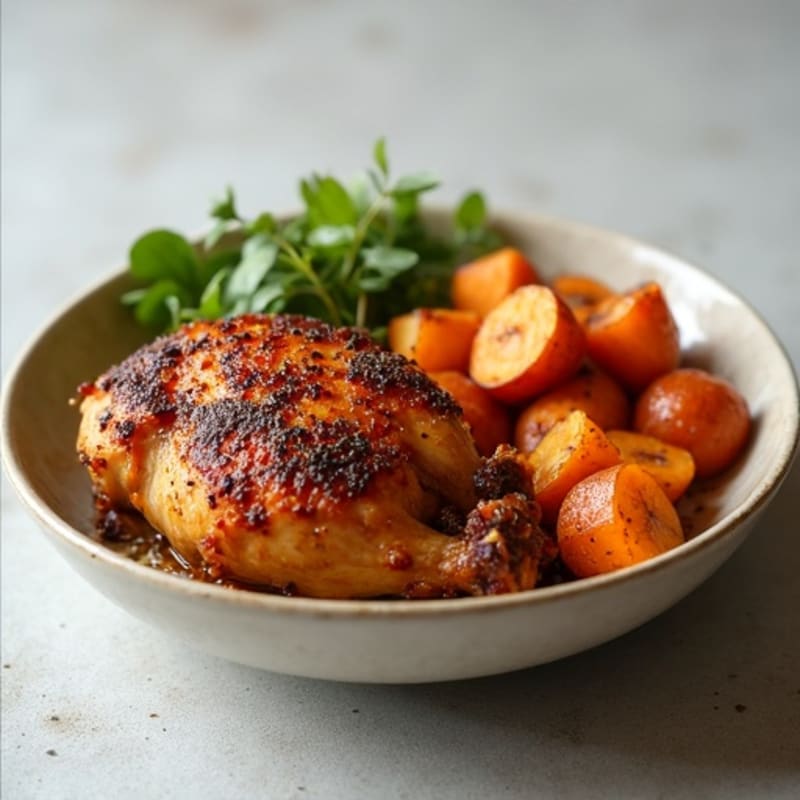 Crispy Roasted Chicken Thighs with Sweet Potatoes