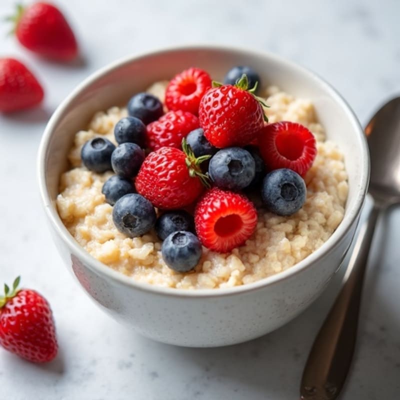 Fluffy Protein Oatmeal with Fresh Berries