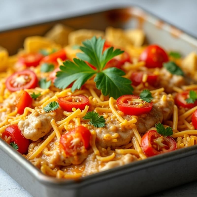 Sheet Pan Chicken Nacho Bake with Creamy Refried Beans