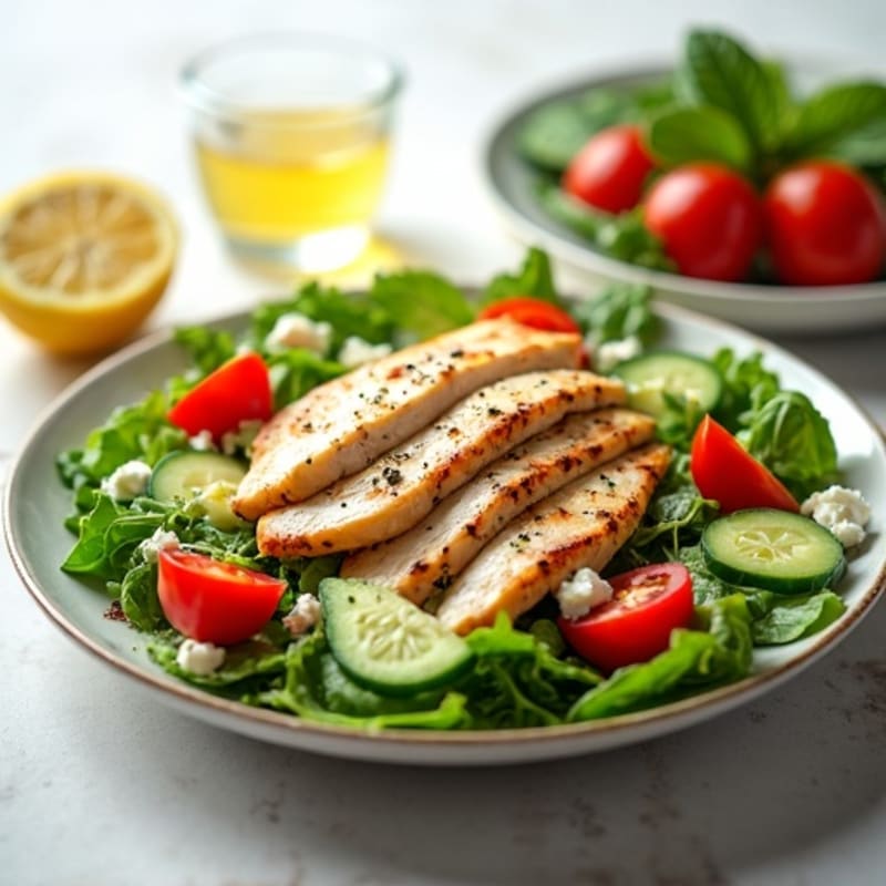 Grilled Chicken Breast Salad with Crunchy Mixed Greens