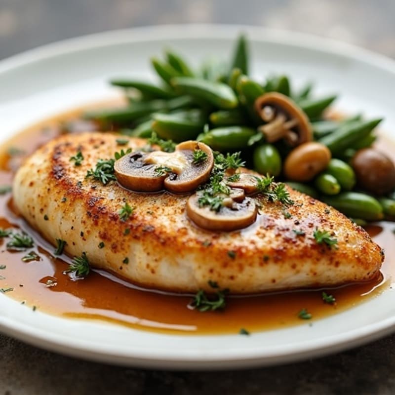Herb-Crusted Pan Seared Chicken with Mushroom Marsala Sauce