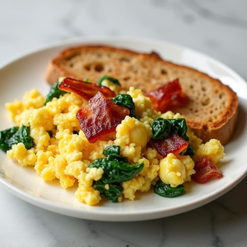 Egg White Scramble with Spinach and Turkey Bacon