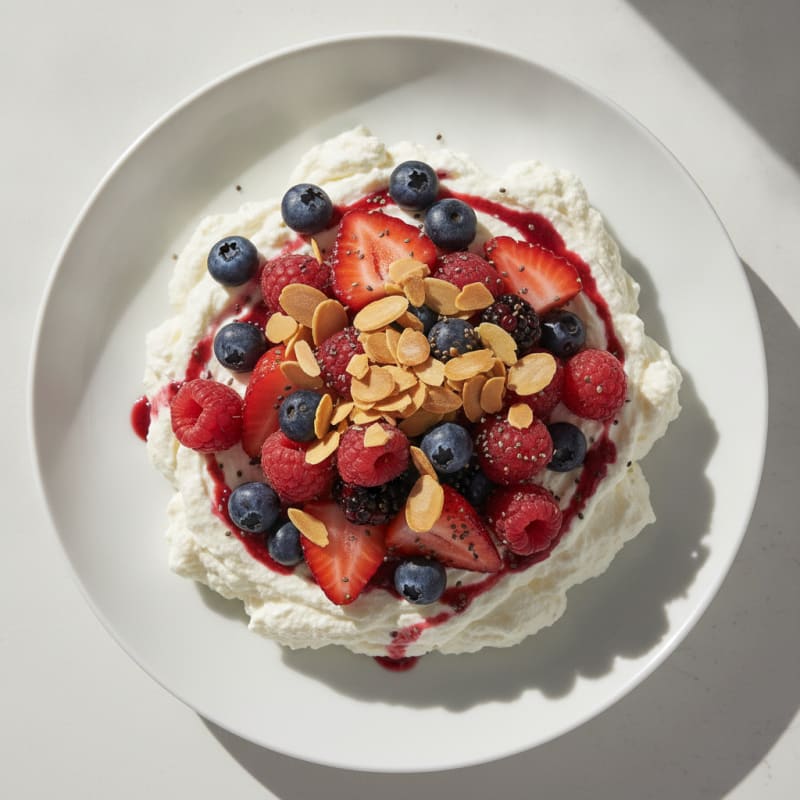 Greek Yogurt Protein Mousse with Mixed Berries