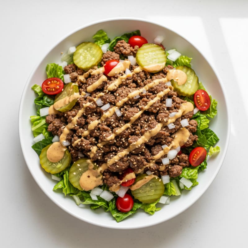Creamy Ground Beef Big Mac Bowl