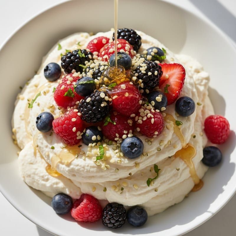 Silky Greek Yogurt Protein Mousse with Mixed Berries