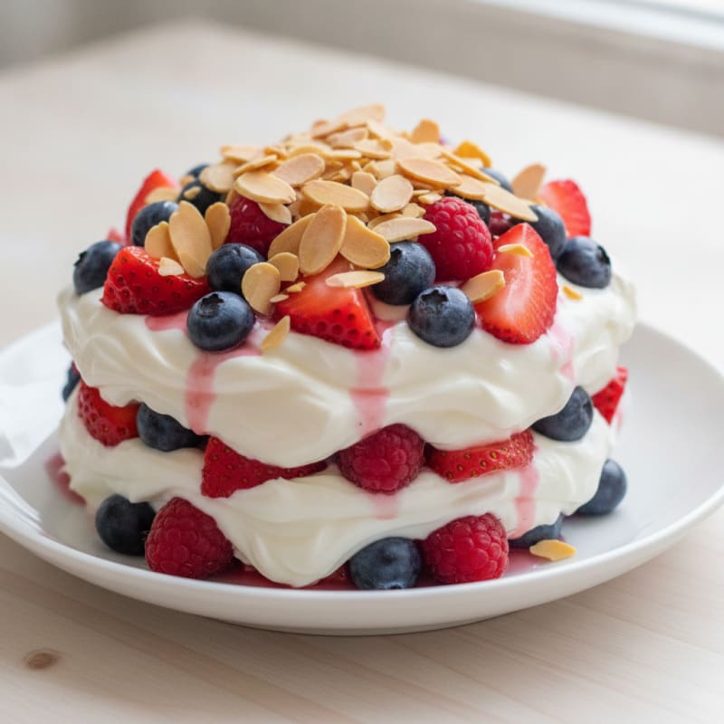 Greek Yogurt Protein Parfait with Mixed Berries and Almonds