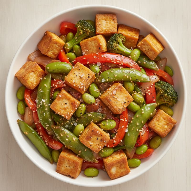 Sesame Tofu Stir-Fry with Mixed Vegetables
