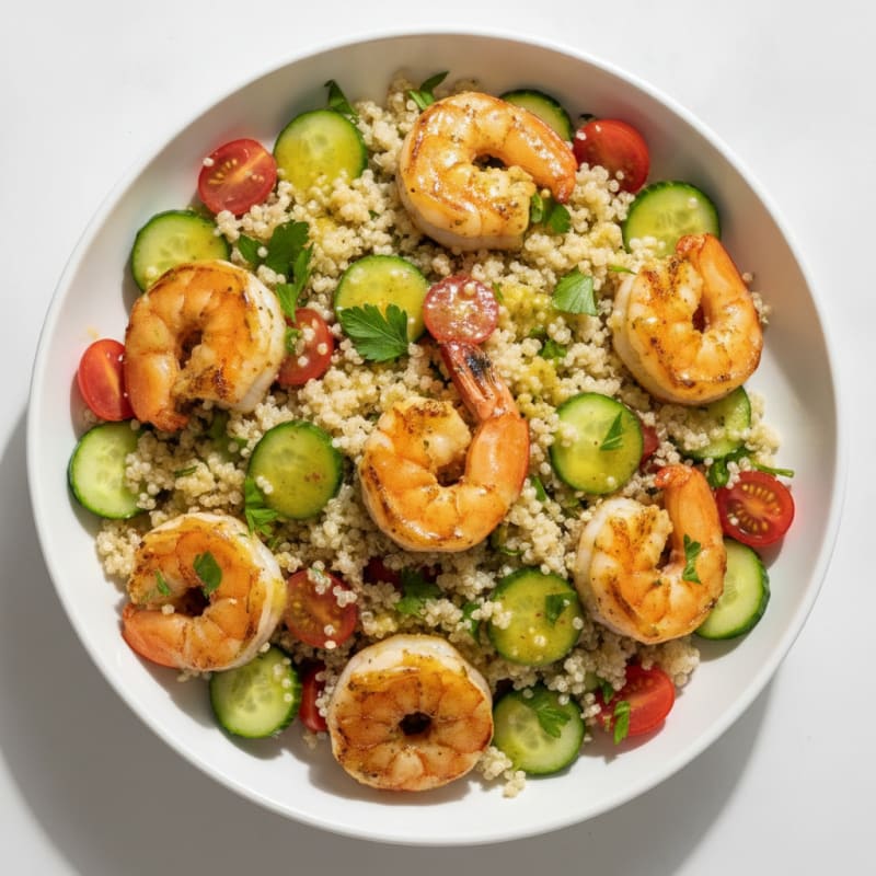 Grilled Shrimp and Quinoa Salad with Lemon Herb Dressing