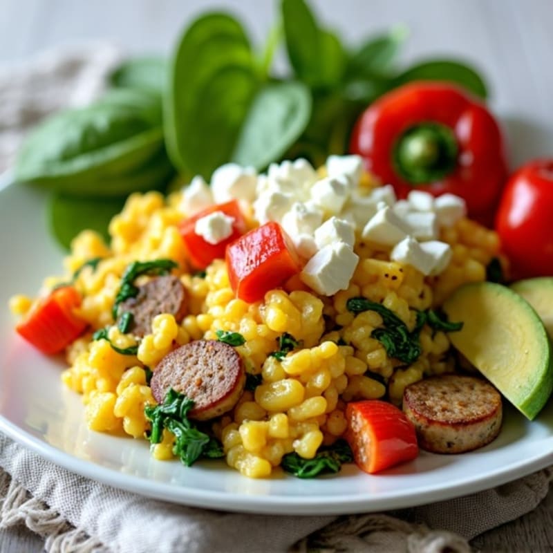 Egg White and Turkey Sausage Scramble with Spinach