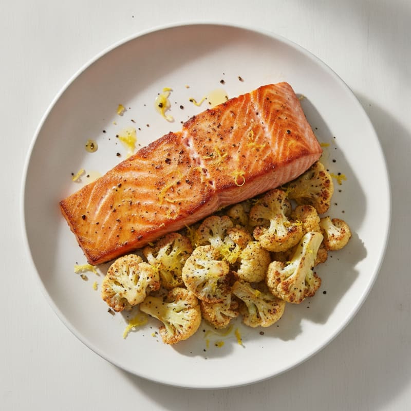 Seared Salmon with Roasted Cauliflower and Lemon Zest